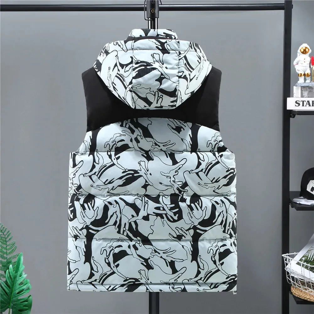 Men's Winter Camouflage Vest – Warm Hooded Sleeveless Jacket