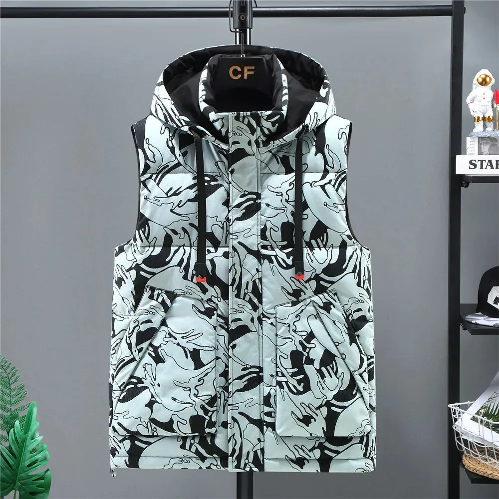 Men's Winter Camouflage Vest – Warm Hooded Sleeveless Jacket