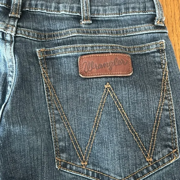 MEN'S WRANGLER RETRO RELAXED FIT BOOTCUT JEAN DARK STONE WASH SIZE 29x34 Patched