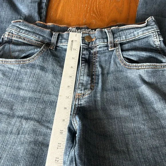MEN'S WRANGLER RETRO RELAXED FIT BOOTCUT JEAN DARK STONE WASH SIZE 29x34 Patched