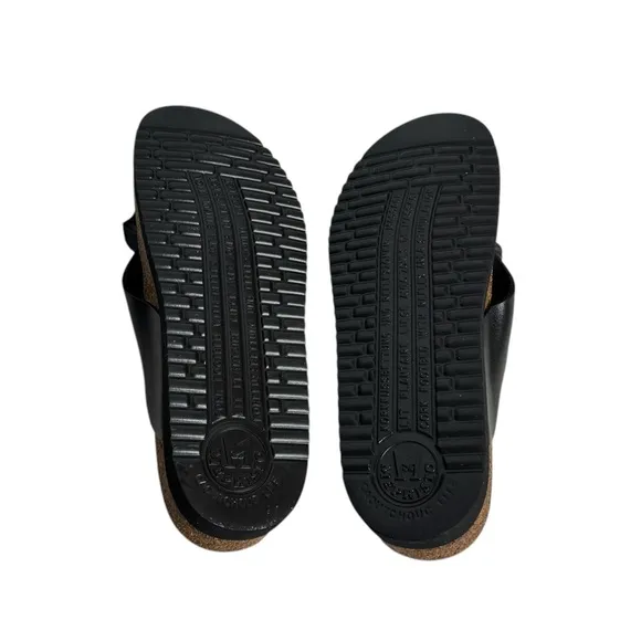 Mephisto Air Relax Leather Thong Flower Flip Flop Sandals Black Womens 40 US 10