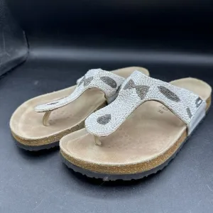Mephisto Womens Sandals Beaded‎ Thong  Sz 38 8-8.5 White Flat Slip On Flip Flop