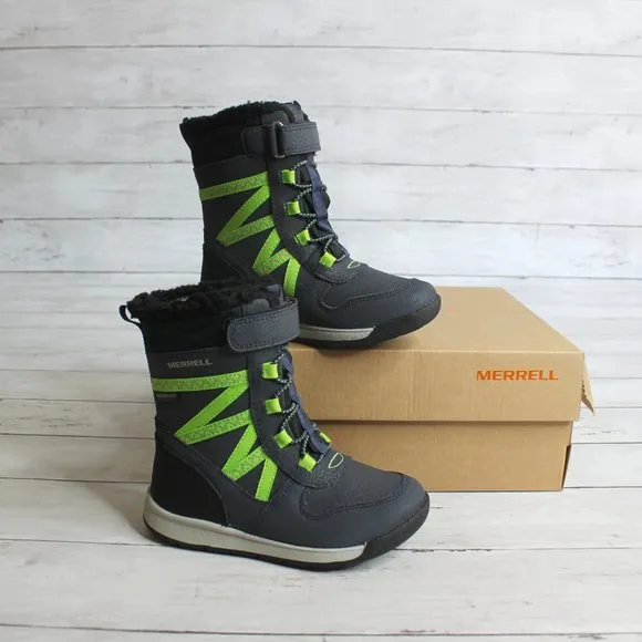 Merrell Boys Winter Snow Boots Toddler Size 9 Navy Black Gray Lime Green
