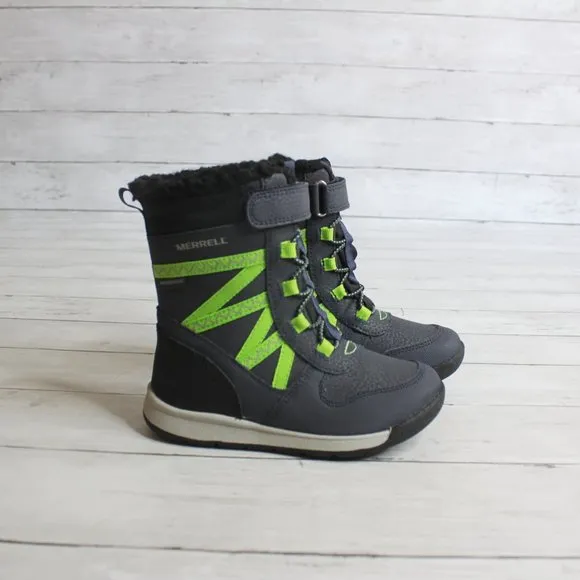 Merrell Boys Winter Snow Boots Toddler Size 9 Navy Black Gray Lime Green