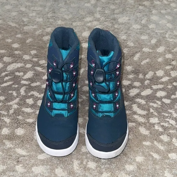 Merrell Kids Snow Bank 3.0 Waterproof Navy Blue Teal Pink Winter Boots Size 12‎