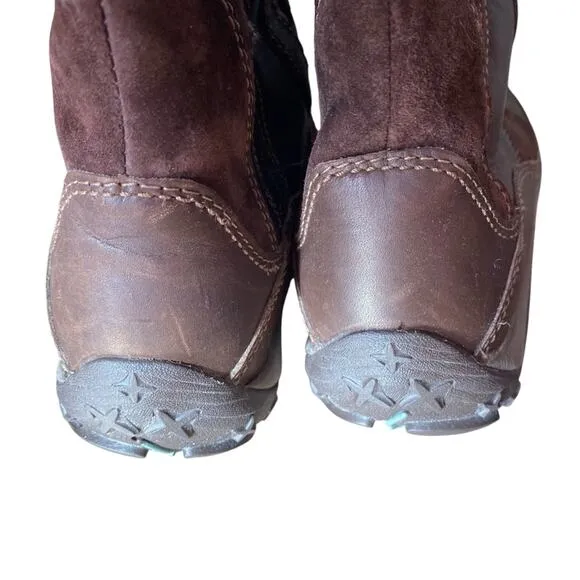 Merrell Prevoz Waterproof Brown Leather Fur Lace Zip Boots size 8.5