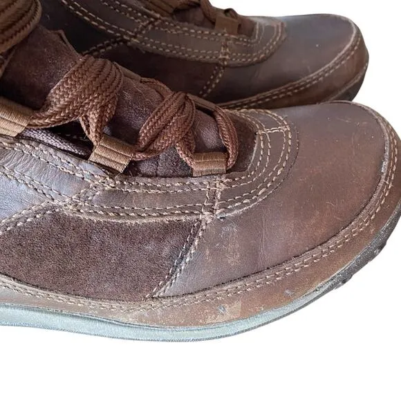 Merrell Prevoz Waterproof Brown Leather Fur Lace Zip Boots size 8.5