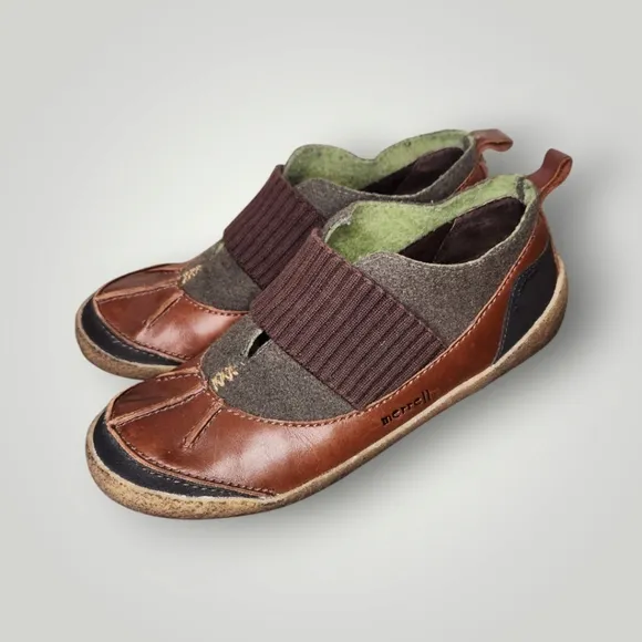 Merrell Women’s 10 Brown Leather Green Wool Montreal Chestnut Duck Low Top Shoe