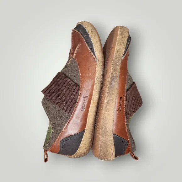 Merrell Women’s 10 Brown Leather Green Wool Montreal Chestnut Duck Low Top Shoe