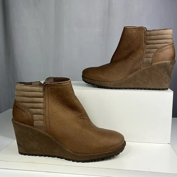 Merrell Women's Tremblant Bluff Waterproof Wedge Booties.