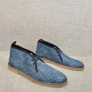 Michael Bastian Men's Size 9 Fashion Blue Leaf Canvas Stitchout Chukka Boots NEW