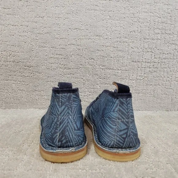 Michael Bastian Men's Size 9 Fashion Blue Leaf Canvas Stitchout Chukka Boots NEW