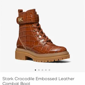 Michael Kors Brown Ankle Boots with Croc-Embossed Leather
