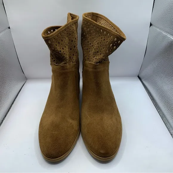 Michael Kors Brown Suede leather Perforated mid Ankle Boots 11M