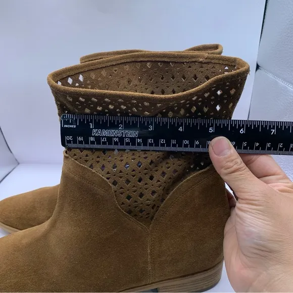 Michael Kors Brown Suede leather Perforated mid Ankle Boots 11M