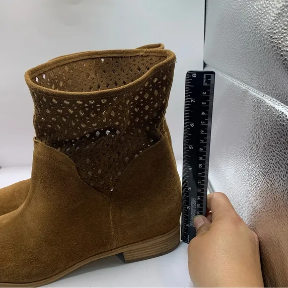 Michael Kors Brown Suede leather Perforated mid Ankle Boots 11M