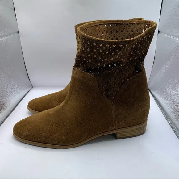Michael Kors Brown Suede leather Perforated mid Ankle Boots 11M