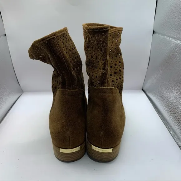 Michael Kors Brown Suede leather Perforated mid Ankle Boots 11M