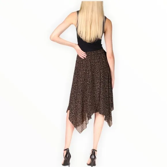 MICHAEL Kors Cheetah Print Skirt with Flowing Asymmetrical Flowing Hemline