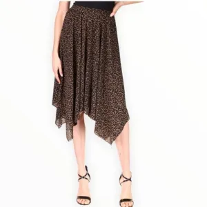 MICHAEL Kors Cheetah Print Skirt with Flowing Asymmetrical Flowing Hemline