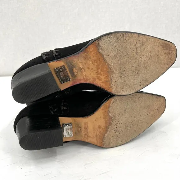 MICHAEL KORS COLLECTION Boots Shoes Women 35.5 Black Presley Suede Leather Ankle