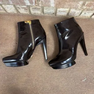 Michael Kors Collection Dark Brown Patent Leather Ankle Boots Size 39.5 $775