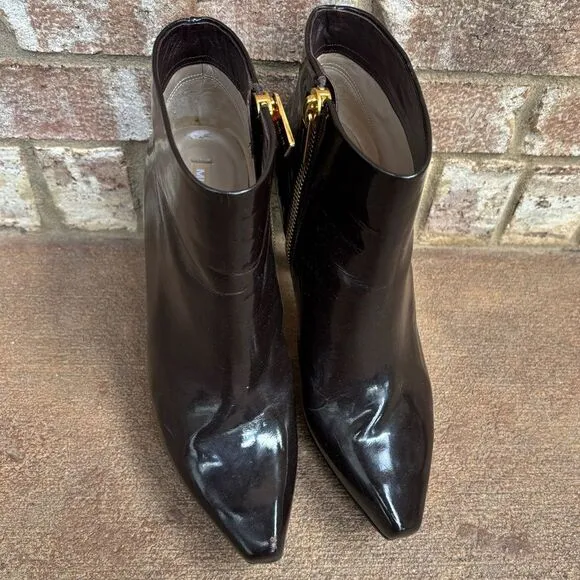 Michael Kors Collection Dark Brown Patent Leather Ankle Boots Size 39.5 $775
