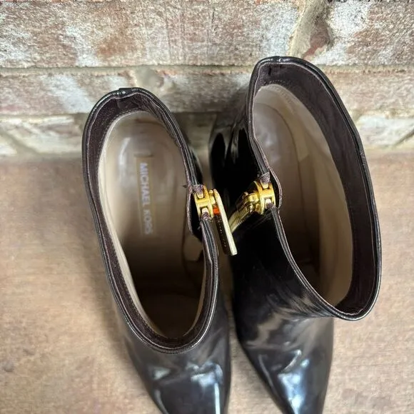 Michael Kors Collection Dark Brown Patent Leather Ankle Boots Size 39.5 $775