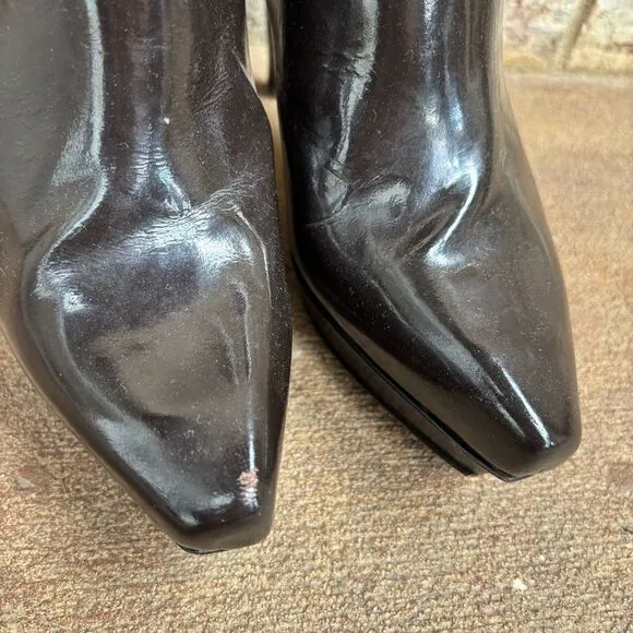 Michael Kors Collection Dark Brown Patent Leather Ankle Boots Size 39.5 $775