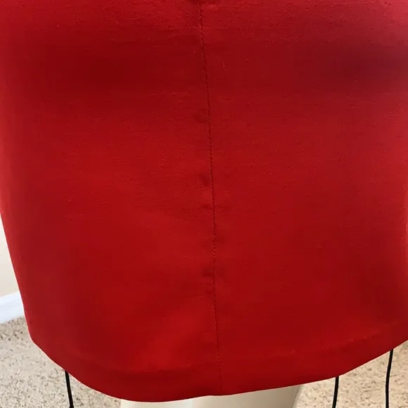 Michael Kors Collection Red wool Mini Skirt 6 NWT leather lace down sides