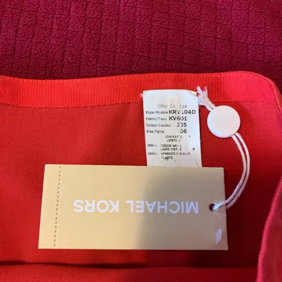 Michael Kors Collection Red wool Mini Skirt 6 NWT leather lace down sides