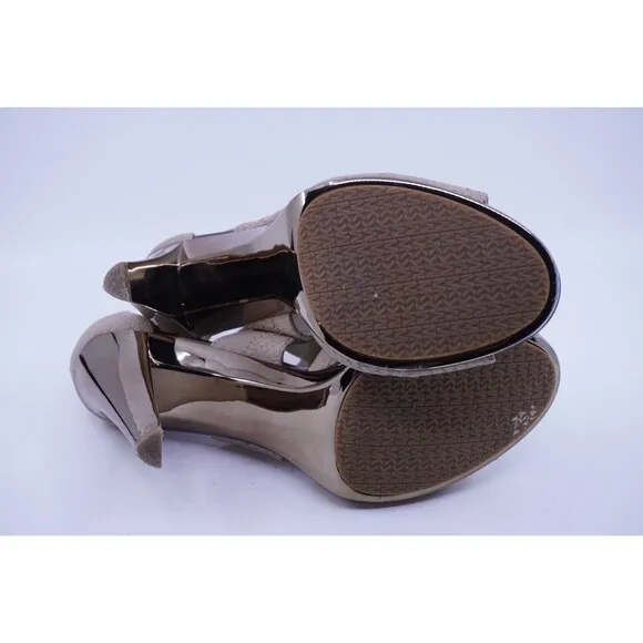 Michael Kors Gold Nude Zip Berkley Sandal Heels Women's Size US 10M