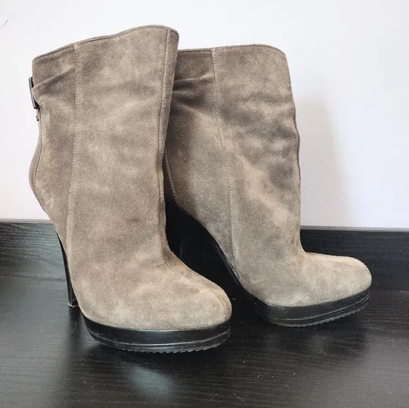 Michael Kors Grey Leather Stiletto Ankle Boots Size 7