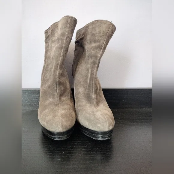 Michael Kors Grey Leather Stiletto Ankle Boots Size 7