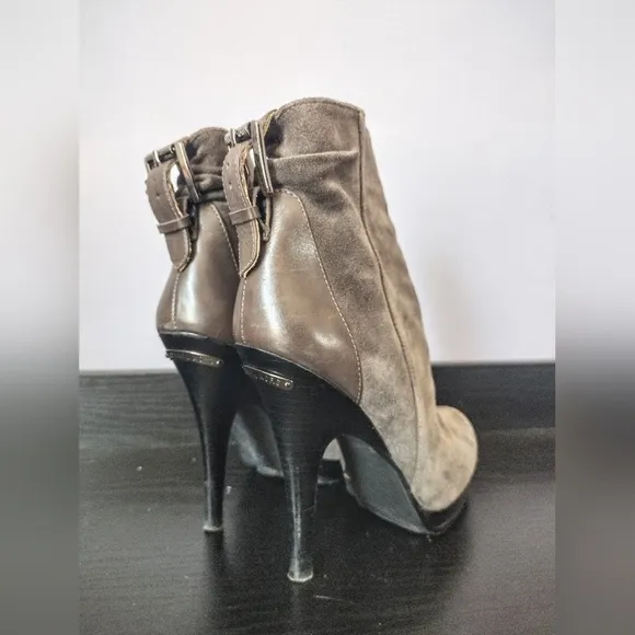Michael Kors Grey Leather Stiletto Ankle Boots Size 7