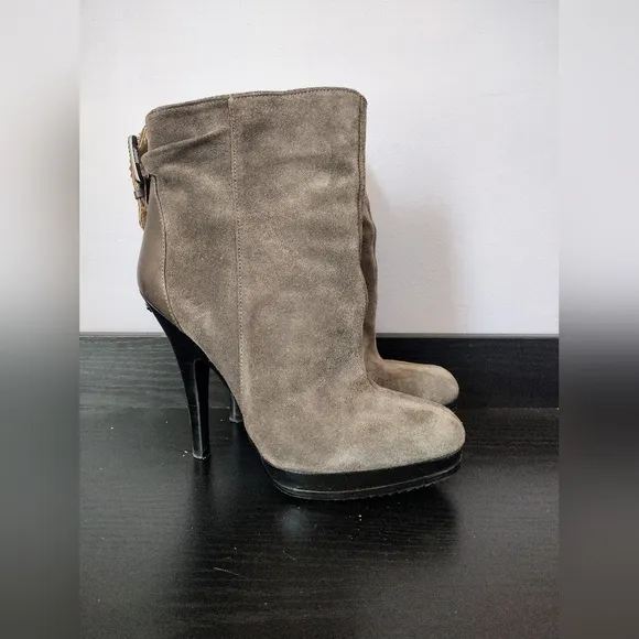 Michael Kors Grey Leather Stiletto Ankle Boots Size 7