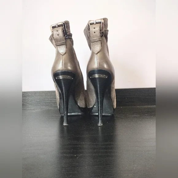 Michael Kors Grey Leather Stiletto Ankle Boots Size 7