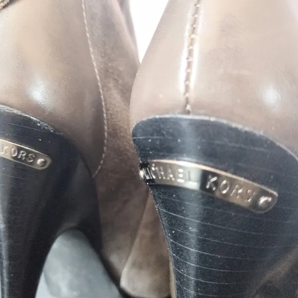 Michael Kors Grey Leather Stiletto Ankle Boots Size 7