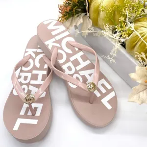 Michael Kors MK Logo Platform Flip Flops Sandals