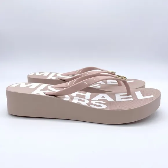 Michael Kors MK Logo Platform Flip Flops Sandals