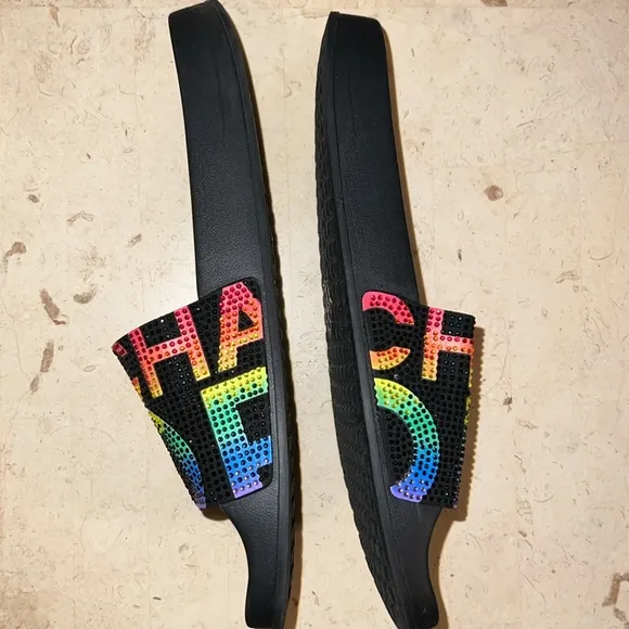 Michael Kors Women’s Black Rainbow Slide Sandals Size 9