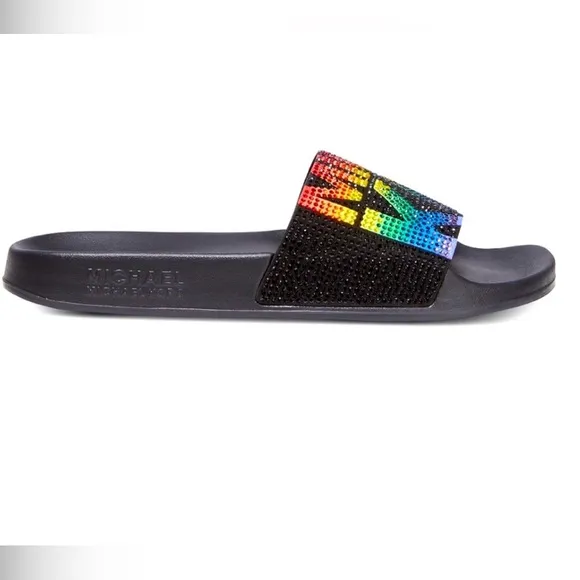 Michael Kors Women’s Black Rainbow Slide Sandals Size 9