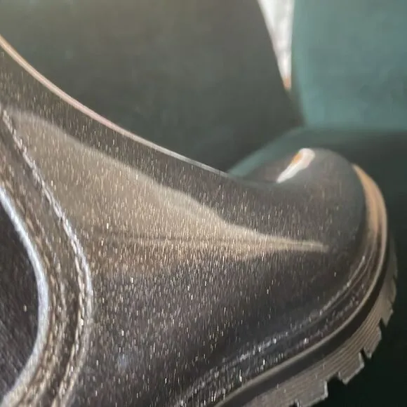 Micheal Kors Tipton grey glitter lug sole Chelsea ankle booties rainboots