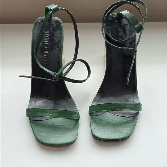 Michelle Mason Black and Green Sandals