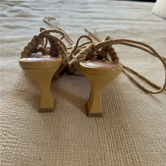 MIISTA Tan Knotted Rope Heeled Sandals