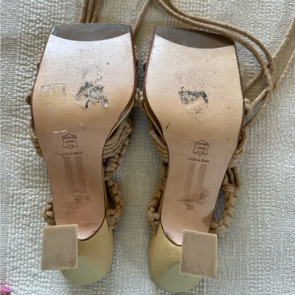 MIISTA Tan Knotted Rope Heeled Sandals
