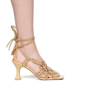 MIISTA Tan Knotted Rope Heeled Sandals