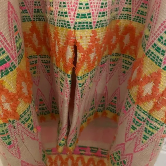 Milly of NY Strapless Pink and Green Diamond Pattern Textured Sheath Dress Sz  2