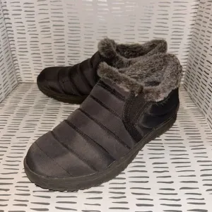 Minnetonka Timpson Tulsa Women's 7 M Gray Water-Resistant Shoes Quilted Faux Fur