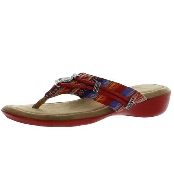 Minnetonka Womens Manmade Fabric Flip Flop Wedge Sandals Shoes Size 8 Medium New